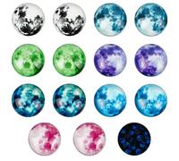 PH PandaHall 7 Styles 25mm Lunar Moon Glow in The Dark Glass Cabochons, 14pcs Half Round Flat Back Dome Cabochons Luminous Glass Cabochons Dome Tile for Photo Cameo Pendant Bezel Craft Jewelry Making