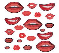 PH PandaHall 7 Styles Mouth Embroidered Patches 21pcs Red Lip Iron On Patches Sequin Lips Sew on Patches Kiss Lips Applique Cloth Patch for Sewing Clothing Hat Backpacks Shirt Jeans Costume Decor