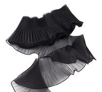 PH PandaHall 7 Yards/6.4m Ruffle Lace Border, Organza Tulle Fabric Applique Ruffle Pleated Chiffon Trim Lace Fabrics for DIY Wedding Dress Makeup Party Costume Sewing Craft Curtain Home Decor, Black