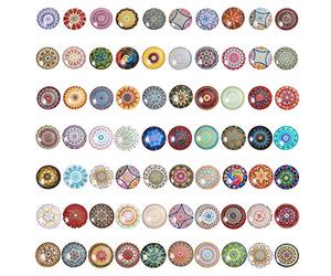 PH PandaHall 70 Styles Mosaic Printed Cabochons Picture 25mm Half Round Glass Dome Cabochons Tiles for Photo Jewelry Making, Floral Series