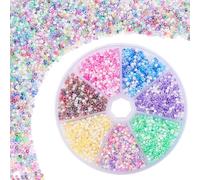 PH PandaHall 70g 7 Colours Glass Seed Beads, 3mm Small Seed Bead 8/0 Round Pony Bead Transparent Tiny Bead Waist Bead Craft Bead for Earring Friendship Bracelet Necklace Jewellery DIY Craft Making