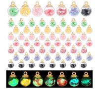 PH PandaHall 70pcs 16mm Glass Ball Charms with Stars Inside Glow in The Dark Charms, 7 Colors Luminous Glass Globe Pendants Shining Star Charm for Necklace Earring Jewelry Making