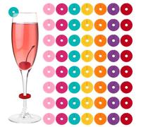 PH PandaHall 70pcs 7 Colors Wine Glass Tags Felt Wine Glass Identifier Glass Charms Washable Drink Markers for Party Decoration Wedding Vacation Festivals Hole: 4.5mm