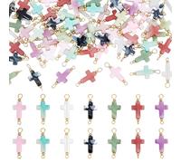 PH PandaHall 70PCS Assorted Cross Charms, 7 Colors Acrylic Cross Connector Charm Crucifix Cross Pendant with 304 Stainless Steel Findings for Easter Necklace Bracelet Keychain Jewelry Craft Decoration