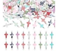 PH PandaHall 70PCS Cross Charm, 7 Colors Easter Cross Pendants Crucifix Cross Charms Cross Connector Pendant with 304 Stainless Steel Findings for Bracelet Necklace DIY Craft Jewellery Making