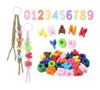 PH PandaHall 72pcs Acrylic Letter Beads Colorful A-Z Alphabet Beads Acrylic Number Bead Capital Letters Initial Loose Spacer for Jewellery Making Bracelets Keychain Crafts Party