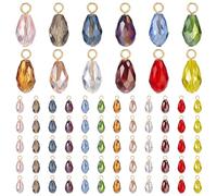PH PandaHall 72pcs Glass Teardrop Charms, 12 Colors Electroplate Crystal Bead Charms Clear Faceted Teardrop Pendants Dangle Charm with Gold Loop for Earring Necklace Jewellery Making DIY Crafts
