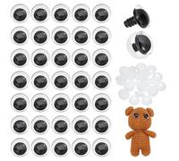 PH PandaHall 72PCS Moon Safety Eyes Round Safety Craft Eyes 17x16mm Black Circular Eye with Bowl Washers Plastic Kawaii Stuffed Eye for DIY Amigurumis Crochet Teddy Bears Puppet Halloween Decorations