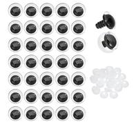 PH PandaHall 72PCS Moon Safety Eyes Round Safety Eyes 17x16mm Black Circular Eye with Bowl Washers Plastic Kawaii Stuffed Eye for Amigurumis Crochet Plush Animals Decorations