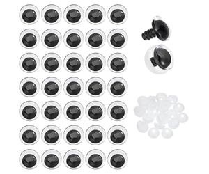 PH PandaHall 72PCS Moon Safety Eyes Round Safety Eyes 17x16mm Black Circular Eye with Bowl Washers Plastic Kawaii Stuffed Eye for Amigurumis Crochet Plush Animals Decorations