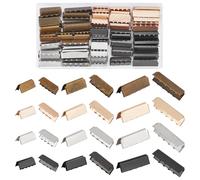 PH PandaHall 72PCS Ribbon Clamp Ends, 12 Styles Ribbon Crimp Ends Webbing Ends Fasteners Clasp Crimp Ends Jewelry Making Findings for Belt Ending Craft Supplies DIY Choker Anklets Bracelets