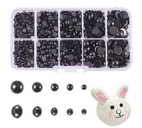 PH PandaHall 760pcs Round Stick on Eyes Crochet Eyes 5 Sizes 4mm-10mm Crafting Resin Eye Flat Back Cabochons Stuffed Animal Safety Eyes for Crochet Craft Dolls Cards Decorative DIY Projects, Black