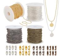 PH PandaHall 78 Feet(24m) Ball Bead Chain, 4 Colors Ball Chain Necklace with 160pcs Brass Connectors 1.5mm Adjustable Pull Chains for Jewellery Making Xmas DIY Dog Tag Key Chain Wedding Part