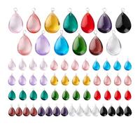 PH PandaHall 78pcs 13 Colours Teardrop Crystal Pendants Crystal Dangle Charms 32mm Transparent Lampwork Charms Pendants Teardop Charms for Jewellery Making Necklace Bracelet Earring Crafts