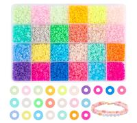 PH PandaHall 7920pcs Jelly Color 4mm Clay Beads, 24 Colors Heishi Beads Polymer Clay Beads Vinyl Disc Beads Flat Round Beads for Friendship Bracelet Necklace Earrings Jewellery Making, 1.6mm Hole