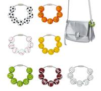 PH PandaHall 7pcs Sports Charms for Bag, Baseball Soccer Basketball Softball Volleyball Bag Charm Keychain Wood Bead Charm Decoative Bags Charms for Handbag Tote Beach Bags Gift