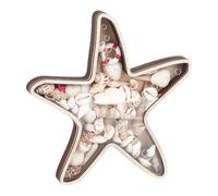 PH PandaHall 8.5x7.5 inch Wooden Seashell Shadow Box, Starfish Shape Shell Display Case with Acrylic Window Decorative Shadow Box Holder for Vacation Coastal Beach Bedroom House Birthday Home Decor