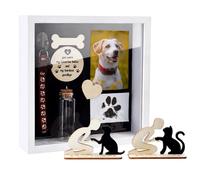 PH PandaHall 8.6 inch Pet Memorial Gift Shadow Box Dog Memorial Keepsake Box Rustic Collar Holder Picture Frame Pet Paw Kit Picture Frame Display Case for Dog Cat Remembrance Tabletop Wall Hanging