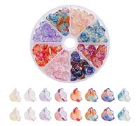 PH PandaHall 8 Colors 96pcs Electroplat Flower Glass Bead Caps Lily of The Valley Beads Trumpet Loose Spacer Beads Gradient Bellflower End Caps for Crafts Jewellery Making Bracelets 7x11x8.5mm