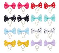 PH PandaHall 8 Colors Bows Paper Clip 16pcs Bowknot Shape Planner Bookmark 35mm Polka Dot Bow Paperclips Small Metal Bookmarks Accessories for School Teacher Students Notebook Book Supplies