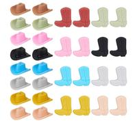 PH PandaHall 8 Colors Silicone Western Cowboy Beads 32pcs Cowboy Boot Hat Beads 3D Cowboys Hat Focal Bead Colorful Rubber Boot Bead for Jewellery Making Bracelet Necklace Earring Keychain Party Decor