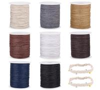 PH PandaHall 8 Colors Waxed Cotton Cord 1mm, 100 Yards Beading String Thread for Chinese Knotting, Cream Waxed Cord Wax Cord Necklace String for Jewellery Making Bracelet