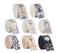 PH PandaHall 8 Colours Emobridered Woven Ribbon 1-1/2 inch Wide Jacquard Ribbon Webbing Ribbons Vintage Floral Woven Fabric Bias Tape for Sewing Clothing Gift Wrapping Camera Bag Straps