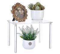 PH PandaHall 8 Inch Acrylic Risers Display Stands 4 Leg Clear Plant Stand, Acrylic Rectangular Display Riser for Decor Collectibles Plant Organizer Figures and Item Photography, 12x8 inches