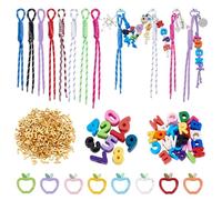 PH PandaHall 8 Sets DIY Keychain Making Kit, Letter Alphabet Bag Beads DIY Key Chain Charm Supplies Colourful Spring Gate Rings for Jewellery Making Keychains Bag Decoration Home Projects
