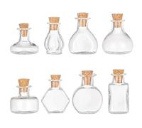 PH PandaHall 8 Style Mini Glass Bottles, Empty Spell Jars with Cork Lids Clear Wishing Bottles Miniature Potion Bottles Tiny Drifting Bottle for DIY Crafts Wedding Party Decoration Party Favors