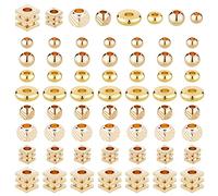 PH PandaHall 8 Styles 160pcs K Gold Plated Spacer Beads Disc Heishi Bead Flat Round Beads Cube Column Metal Bead Spacers for Jewellery Making Summer Stackable Bracelet Necklace