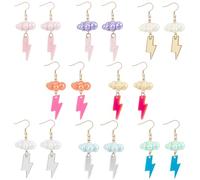 PH PandaHall 8 Styles 3D Cloud Lightning Earrings, Colourful Dangle Drop Earrings Cute Handmade Sparkly Large 3D Hook Earrings for Daily Wear Gift Giving Parties Social Events Outfit Decoration