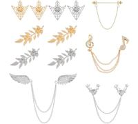PH PandaHall 8 Styles Collar Pins for Men 12pcs Wing Brooch Lapel Pin Leaf Suit Pins Double Link Chains Tie Clips Chain Flower Lapel Pin for Father's Day Women Shirt Suit Tuxedo Tie Hat Scarf
