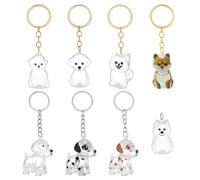 PH PandaHall 8 Styles Dog Hair Collector Keychain Charm, Pet Hair Memorial Storage Box Pet Fur Keepsake for Dogs Pet Owners Pet Lovers Gift, 3.94~4.17inch
