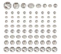 PH PandaHall 8 Styles Metal Spacer Beads 80pcs Flat Round Rondelle Beads Round Spacers Platinum Loose Bead for Bracelet Necklace Jewellery Making Christmas Birthday Home Decoration 3/4/5/6mm