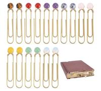 PH PandaHall 8 Styles Paper Clips 16pcs Natural Stone Journal Clip 5.8cm Large Size Paperclip Planner Clip Bookmark Clamp Metal Book Tag for Teacher Students School Stationery Notebook Accessories
