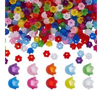 PH PandaHall 800pcs 10 Colors Acrylic Flower Bead Caps Frost Acrylic Bell Tulip Lily Flower Beads Spring Floral Spacer Bead Caps with Center Hole for Earrings Bracelets Jewellery Making DIY Craft Bulk