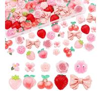 PH PandaHall 80Pcs 10 Styles Junk Case Charms Kit Pink Rose Resin Cabochons, Cute Slime Decoden Charms Flatback Resin Charms for Phone Junk Cases Hairpins Scrapbooking Craft DIY Decoration