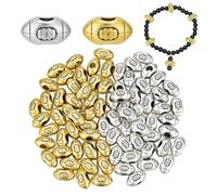 PH PandaHall 80pcs 2 Colors Rugby Beads, Sports Theme Beads Antique Silver Golden Rugby Ball European Beads for DIY Crafts Necklace Bracelet Party Keychains Jewelry Making, 14x8x8.5mm