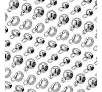 PH PandaHall 80pcs 304 Stainless Steel Bails Beads 4 Styles Roundelle Barrel Large Hole Hanger Links Connectors with Charm Loop for Snake Chain European Bracelet Pendant, 2~4mm Hole