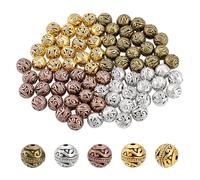 PH PandaHall 80pcs 4 Colours Round Spacer Beads 8mm Tibetan Style Spacers Bracelet Spacers Metal Craft Beads Loose Bead for Bracelet Necklace Jewellery Making DIY Crafts Hole: 1.5mm