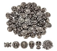 PH PandaHall 80pcs 4 Styles Skull Head Rivets Studs, Decorative Rivet Studs Buttons Spike Studs Skull Head Skeleton Ghost Rivet for Halloween Leather Bracelets Bags Belts DIY Craft Making