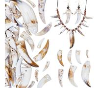 PH PandaHall 80pcs 8 Styles Acrylic Wolf Tooth Charms 0.8~3 inch Animal Tooth Pendant Wolf Fangs Charms Necklace Charm for DIY Earrings Bracelets Jewellery Making Halloween Costume Party Decoration