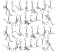 PH PandaHall 80pcs Alloy Dinosaur Clip on Charms Vintage Silver Platinum Gold Bag Pendant for Purse Keychain Handbag Backpack School Locker Decoration DIY Craft Project, 2.4~3.7cm