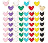 PH PandaHall 80pcs Alloy Heart Charms 8 Colours Enamel Love Heart Pendants 9x8mm Metal Dangle Pendant with Loops for Valentine's Day Jewellery Making DIY Necklace Bracelet Craft Gifts Decoration