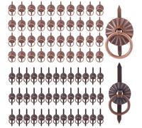 PH PandaHall 80pcs Brad Fasteners with Pull Rings, 2 Styles Drawer Pull Ring Handle Metal Decorative Fasteners for Craft Drawers Journals Cards Paperback Book Albums Scrapbooks Jewellery Box