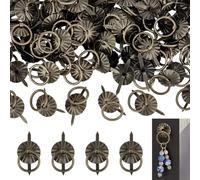 PH PandaHall 80pcs Brad Fasteners with Pull Rings, Antique Bronze Drawer Pull Ring Handle Metal Decorative Fasteners for Craft Drawers Journals Cards Paperback Book Albums Scrapbooks Jewellery Box
