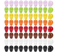 PH PandaHall 80Pcs Colorful Acrylic Skull Beads 8 Styles Skull Head Bead Skeleton Bead Gothic Charm Spacers for Bracelet Necklace Pen DIY Jewelry Making, 11x14mm