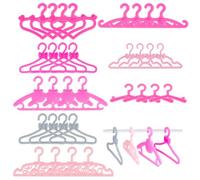 PH PandaHall 80pcs Doll Clothes Hangers, 8 Styles Pink Hangers for Doll Clothes Lovely Dolls Clothing Organizers Accessories Mini Hanger for Dolls Closet Gown Dress Outfit Holders House Decoration