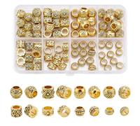 PH PandaHall 80pcs European Tibetan Large Hole Spacer Beads - Round Tube 7x4.5mm Antique Gold for Necklace Bracelet DIY Jewelry Crafts Making, Hole: 5mm